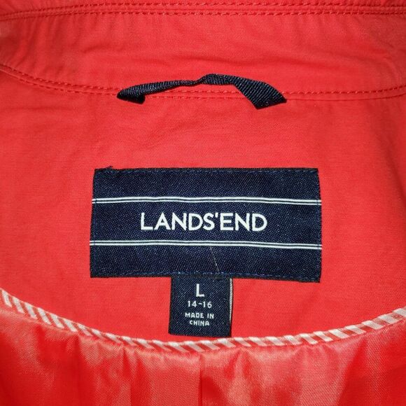 Bright Coral Lands End Raincoat! Classic wardrobe peice - Large - Picture 9 of 9